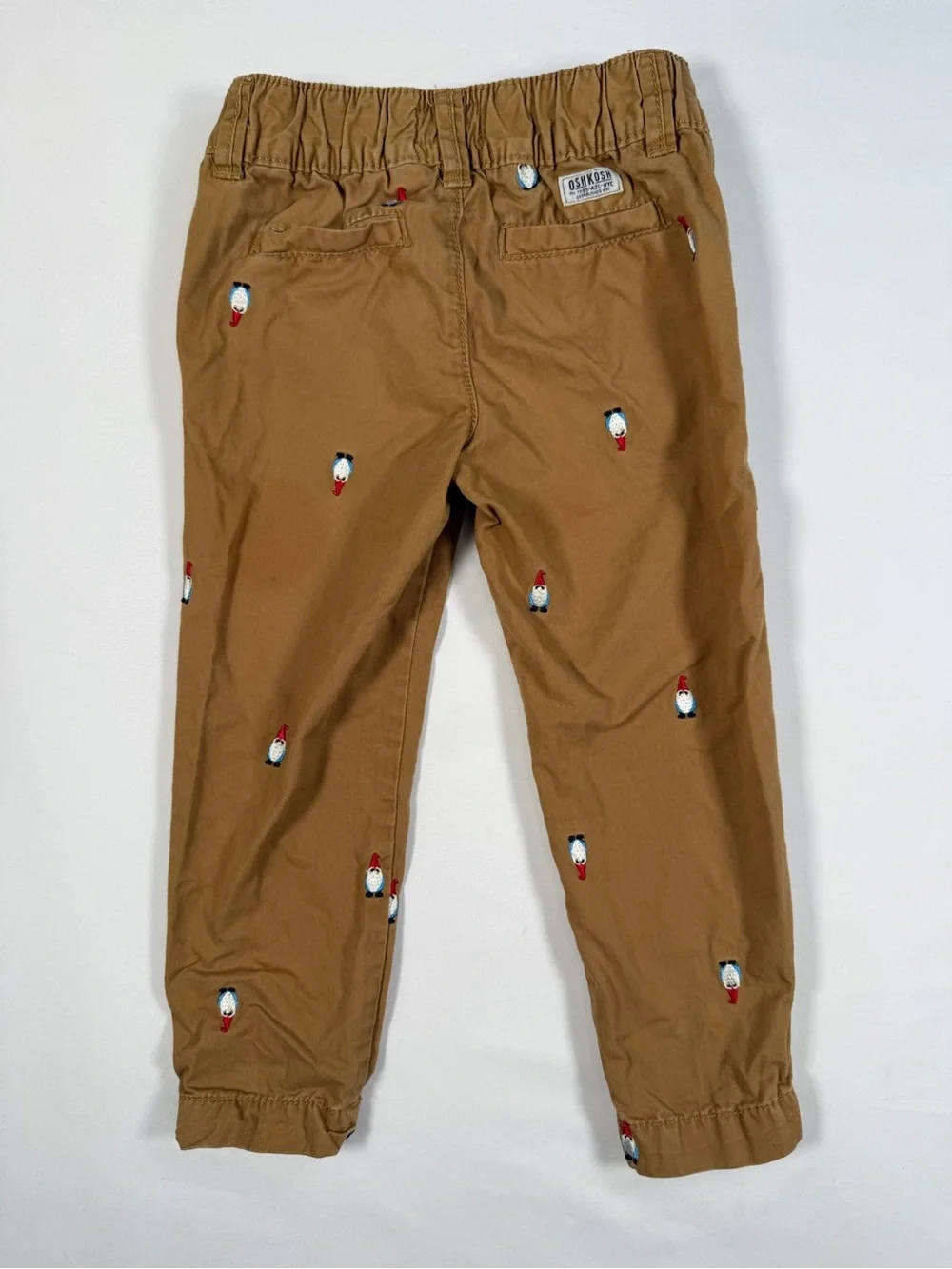 OSHKOSH B'GOSH Toddler Boy Gnome Embroidered Khaki Pants Cottagecore Holiday‎ 3T
